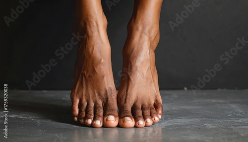 Close-up of Bare Feet on Gray Surface - Health and Wellness Concept.