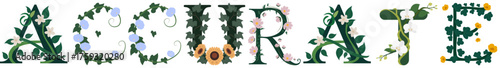 ACCURATE, Artistic Botanical Letter Vector Print