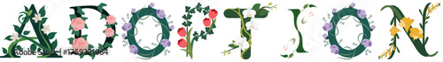 ADOPTION, Classic Botanical Alphabet Illustration