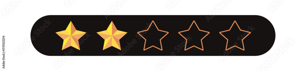 Fototapeta premium Gold five star rating icon set on transparent background. Vector Illustration flat icon with lighted yellow golden and line stars for reviews, feedbacks products and services.