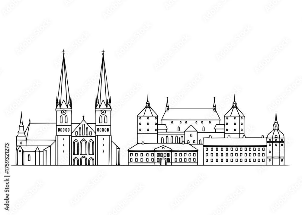 Fototapeta premium Uppsala City Line Art