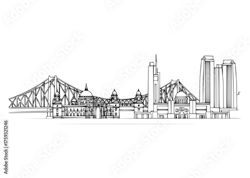 black and white city skyline drawing clip art preview