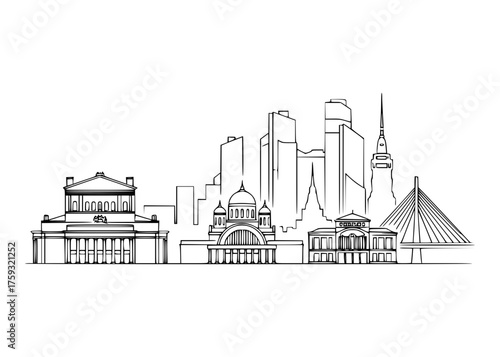 Novosibirsk City Line Art