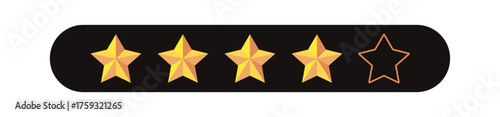 Gold five star rating icon set on transparent background. Vector Illustration flat icon with lighted yellow golden and line stars for reviews, feedbacks products and services.