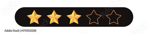 Gold five star rating icon set on transparent background. Vector Illustration flat icon with lighted yellow golden and line stars for reviews, feedbacks products and services.