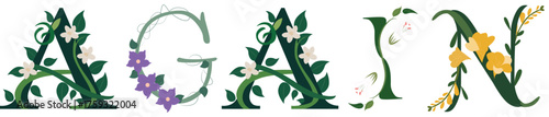 AGAIN, Artistic Floral Alphabet Print Design
