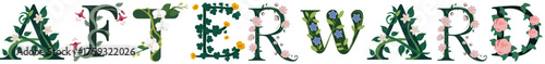 AFTERWARD, Floral Alphabet Vector Illustration Art