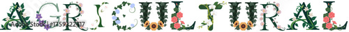 AGRICULTURAL, Botanical Alphabet Vector Art Print