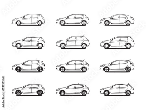 Hatchback Car Line Art Efficient Fun Drive