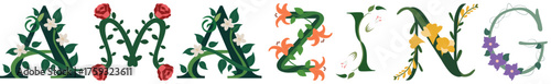 AMAZING, Modern Botanical Typography Vector Art