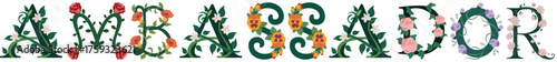 AMBASSADOR, Botanical Letter Vector Wall Design