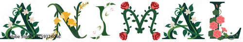ANIMAL, Decorative Floral Letter Typography