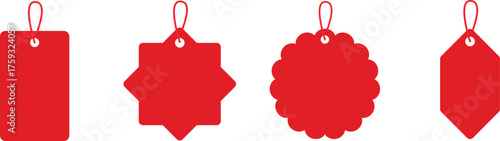 Set of red ribbon isolated background. Discount labels, price tag abs sale labels.