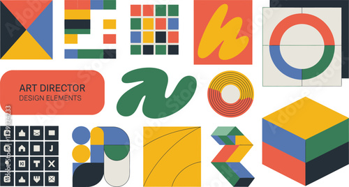 Colorful Abstract Geometric Shapes Illustration Retro Design Elements for Art Directors and Designers