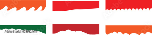 set of red Border shape for website design. Web divide and Border template. Web top and bottom decoration. 