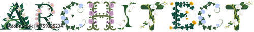 ARCHITECT, Artistic Botanical Alphabet Illustration
