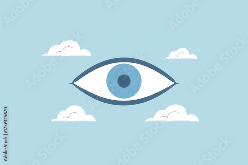 An Eye Symbol that is Surrounded by Soft, Fluffy Clouds Set Against a Beautiful Blue Sky