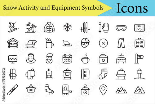 Outdoor adventure and snow recreation vector set for sport and travel design