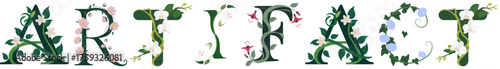 ARTIFACT, Artistic Floral Letter Vector Design