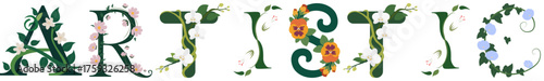 ARTISTIC, Vintage Floral Letter Vector Design