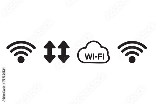 Wi-Fi and network connection icons set for technology and communication design