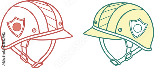 Firefighter Helmets Vector Illustration