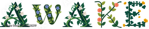 AWAKE, Decorative Botanical Alphabet Typography