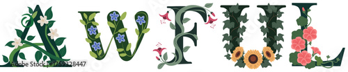 AWFUL, Creative Botanical Initial Wall Art