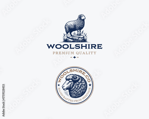 wool sheep farm livestock logo template