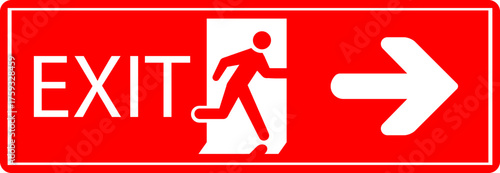 Emergency Exit Icon. Vector illustration of running man and exit door sign. Escape and evacuation symbol. Various exit sign isolated white background.Evacuation and relocation of people to safety.