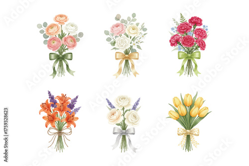 watercolor flower bucket bundle collection