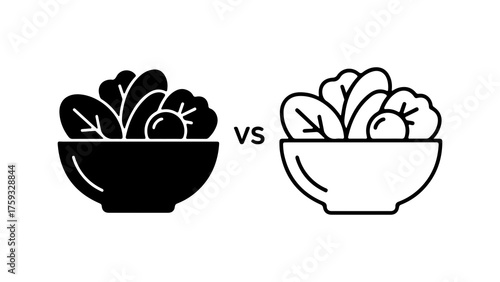 Salad bowls comparison with transparent background