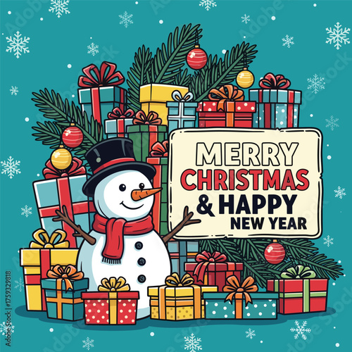 Merry Christmas and happy new year podium display ,Snowman