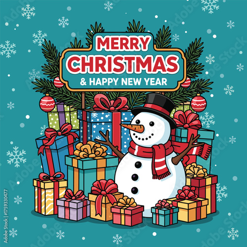 Merry Christmas and happy new year podium display ,Snowman