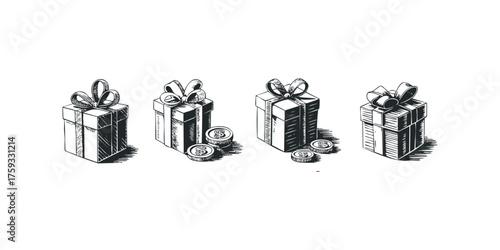 Gift boxes with coins