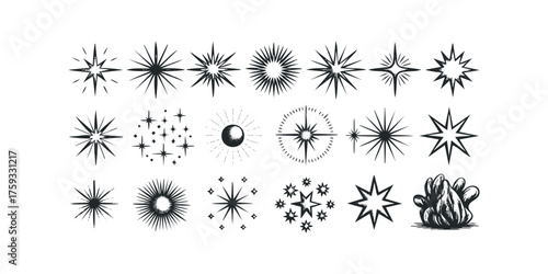 Collection of Hand-Drawn Starburst and Star Shapes