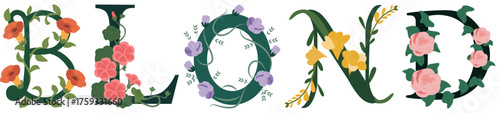 BLOND, Floral Typography Alphabet Illustration
