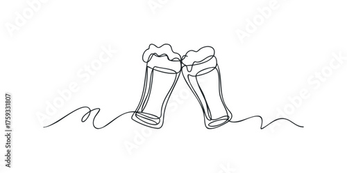 Two glasses of beer clinking together