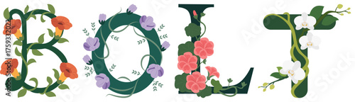 BOLT, Classic Botanical Letter Vector Design