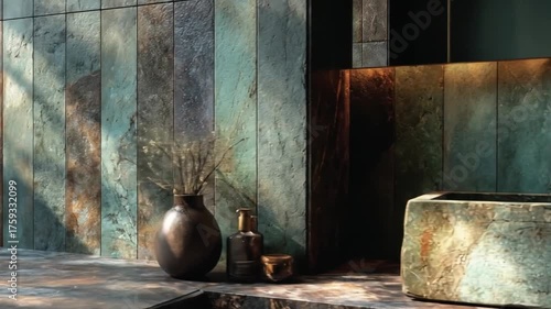 Wallpaper Mural Modern bathroom interior with decorative tiles and artistic elements Torontodigital.ca