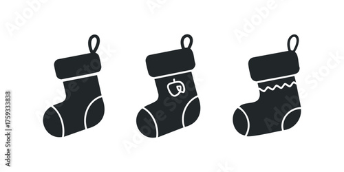 Set of Three Silhouette Christmas Stockings