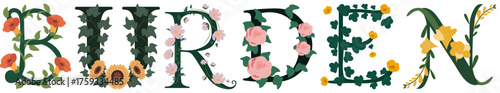 BURDEN, Floral Alphabet Vector Print Art