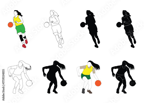 Female basketball player. Isolated background. Vector illustration.
