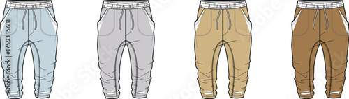Set of colorful sweatpants apparel designs, a fashion vector illustration for casual clothing