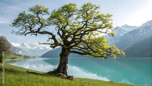 A Shady Tree Alone on the Riverbank