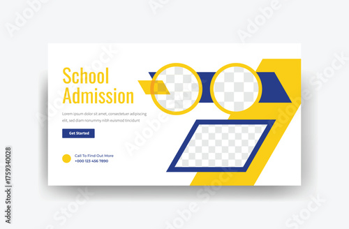 school admissions thumbnail design, back to school banner template 