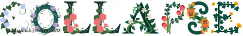 COLLAPSE, Floral Alphabet Print Decorative Vector