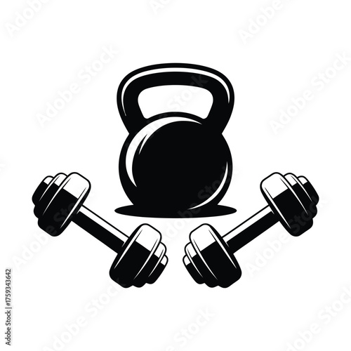 Kettlebell and dumbbells for strength training and fitness workout