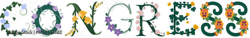 CONGRESS, Floral Alphabet Typography Vector Art