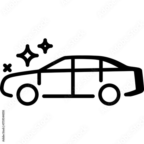 Sparkling clean car icon. Car polishing and detailing symbol